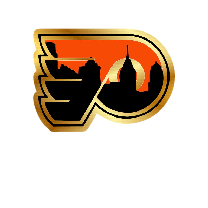 Philadelphia Flyers - P With Wings And City - Gold Chrome Vinyl Sticker - Custom Size