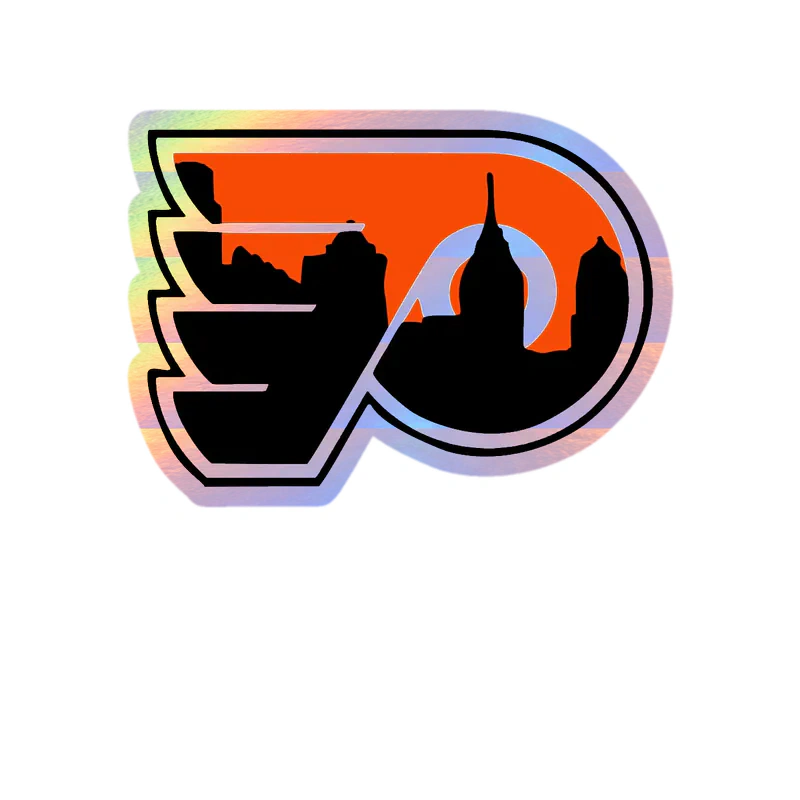 Philadelphia Flyers - P With Wings And City - Holographic Vinyl Sticker - Custom Size