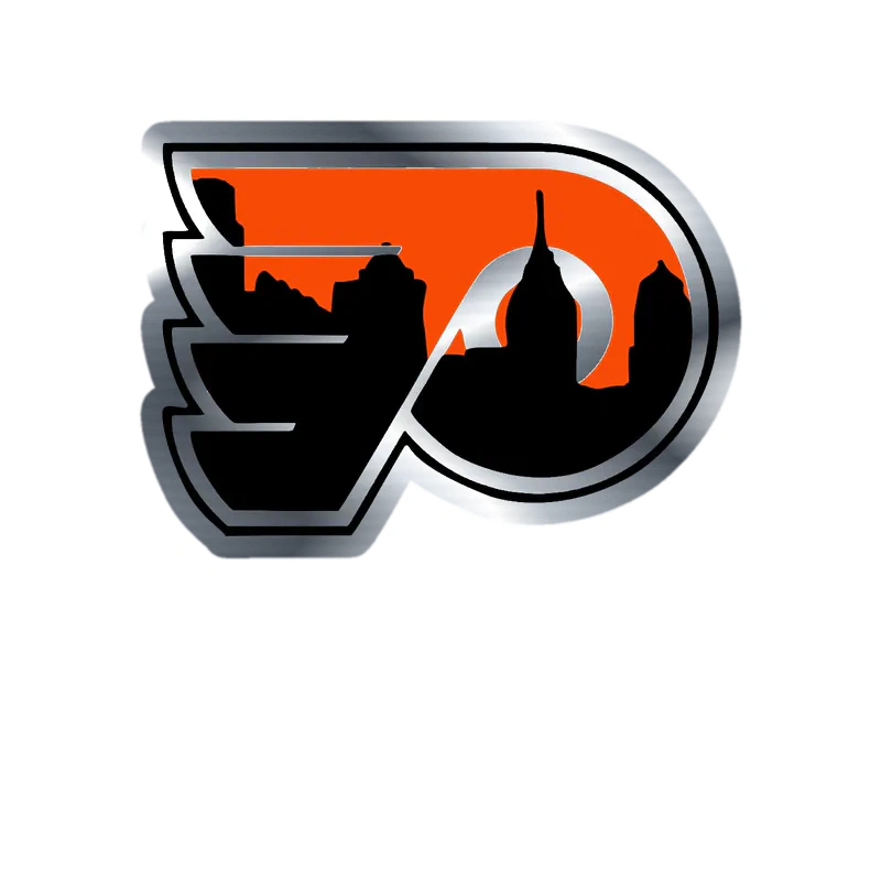 Philadelphia Flyers - P With Wings And City - Silver Chrome Vinyl Sticker - Custom Size