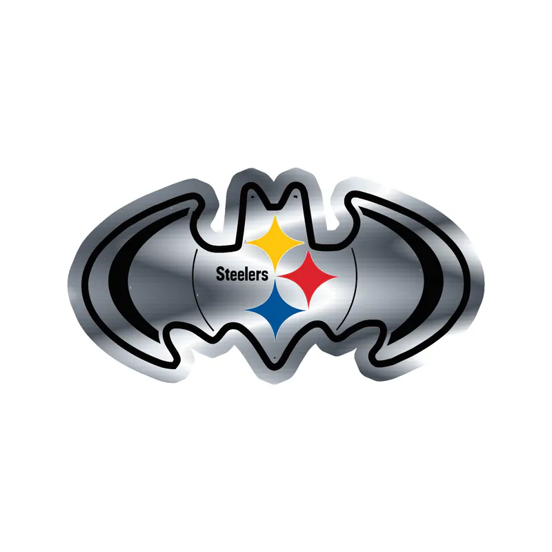 Pittsburgh Steelers - Batman 2 - Silver Chrome Vinyl Sticker - Custom Size