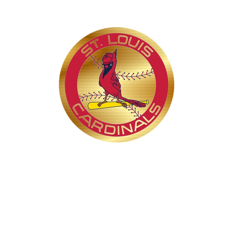 St. Louis Cardinals - Circle With Baseball And Bird In Middle - Gold Chrome Vinyl Sticker - Custom Size