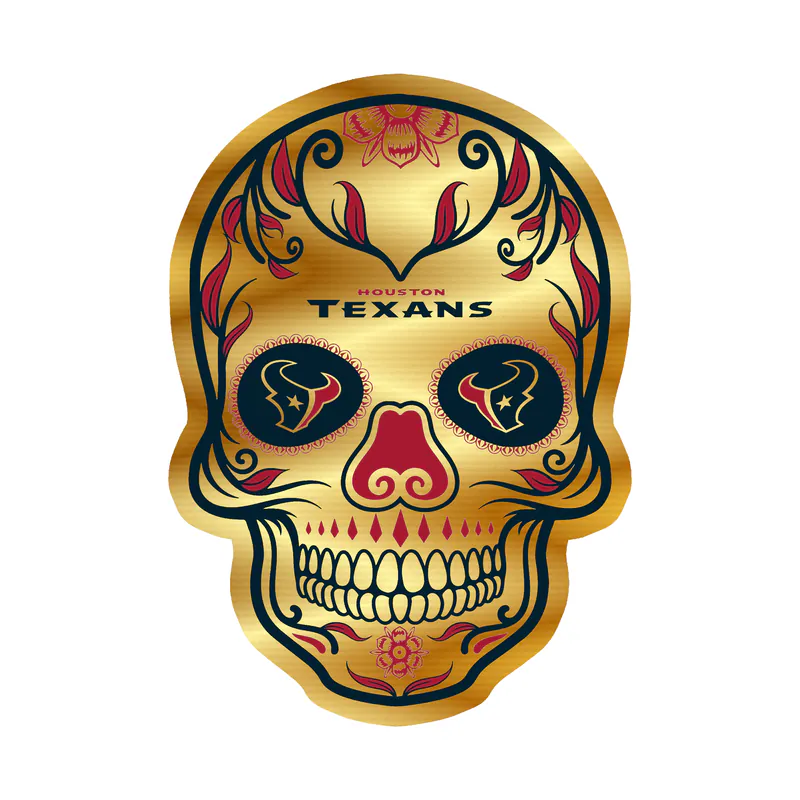 Houston Texans - Sugar Skull - Gold Chrome Vinyl Sticker - Custom Size