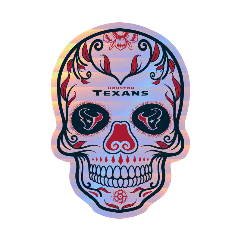 Houston Texans - Sugar Skull - Holographic Vinyl Sticker - Custom Size