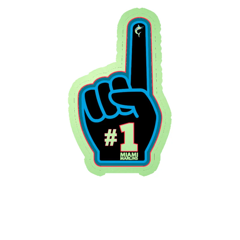 Miami Marlins - Number #1 - Glow in the Dark Vinyl Sticker - Custom Size