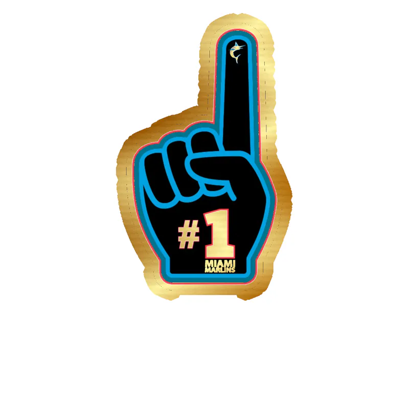 Miami Marlins - Number #1 - Gold Chrome Vinyl Sticker - Custom Size