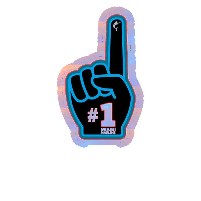 Miami Marlins - Number #1 - Holographic Vinyl Sticker - Custom Size