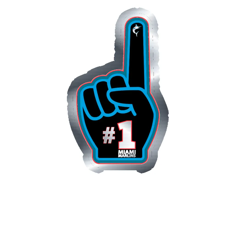 Miami Marlins - Number #1 - Silver Chrome Vinyl Sticker - Custom Size