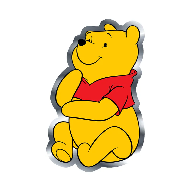 Winnie The Pooh - Silver Chrome Vinyl Sticker - Custom Size