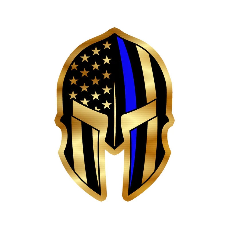 Blue Line American Flag - Gold Chrome Vinyl Decal - custom size