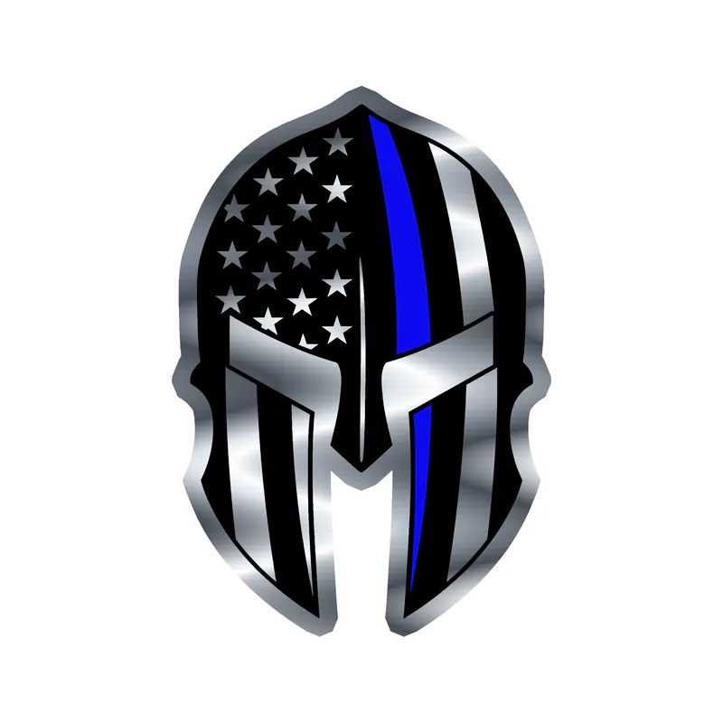 Blue Line American Flag - Silver Chrome Vinyl Decal - custom size