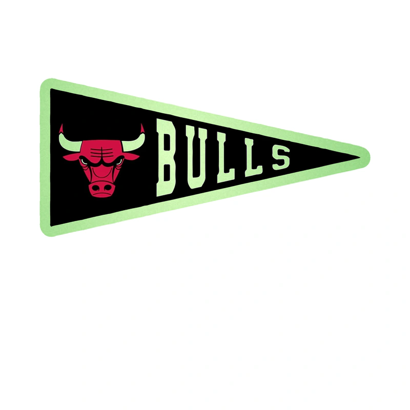 Chicago Bulls - Pennant - Glow in the Dark Vinyl Sticker - Custom Size
