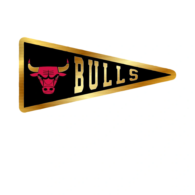 Chicago Bulls - Pennant - Gold Chrome Vinyl Sticker - Custom Size