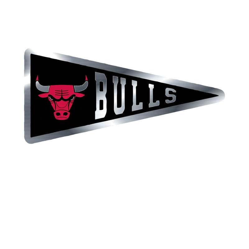 Chicago Bulls - Pennant - Silver Chrome Vinyl Sticker - Custom Size