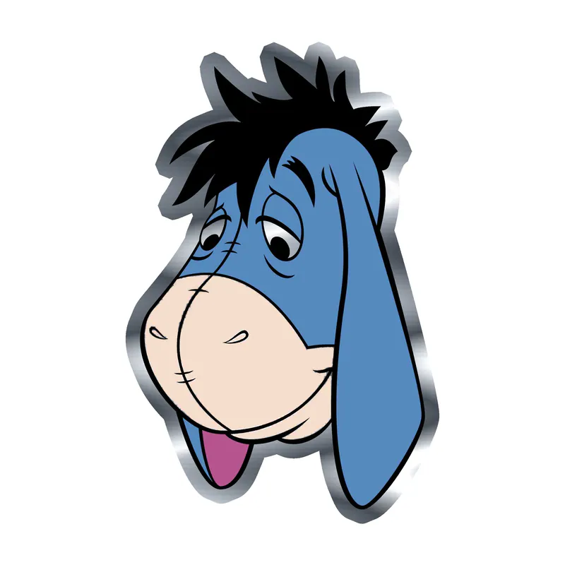 Winnie The Pooh - Eeyore - Silver Chrome Vinyl Sticker - Custom Size