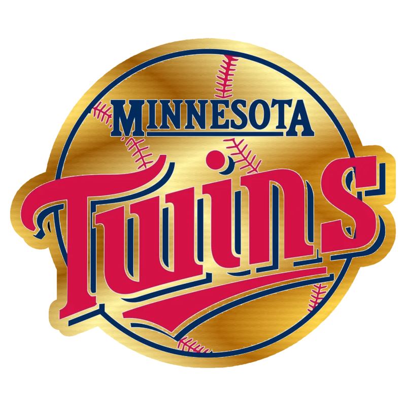 Minnesota Twins - Baseball With Name - Gold Chrome Vinyl Sticker - Custom Size