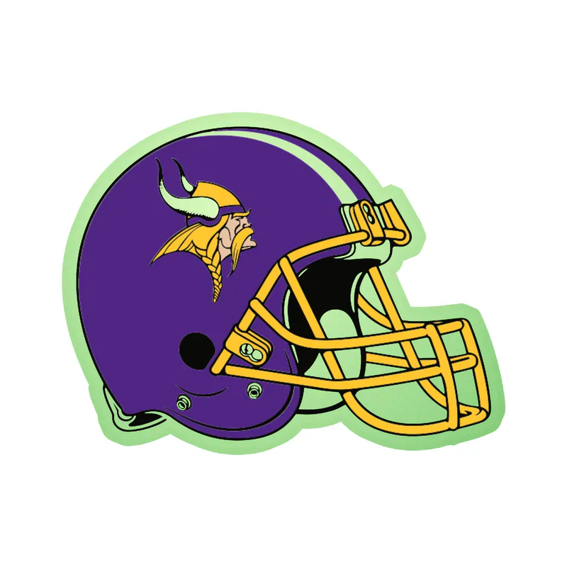 Minnesota Vikings - Purple Helmet with Stripe - Glow in the Dark Vinyl Sticker - Custom Size