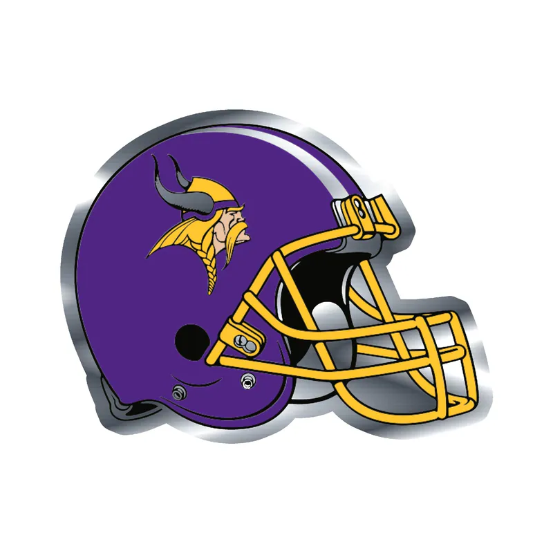 Minnesota Vikings - Purple Helmet with Stripe - Silver Chrome Vinyl Sticker - Custom Size
