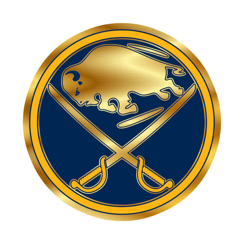 Buffalo Sabres - Dark Blue Circle - Gold Chrome Vinyl Sticker - Custom Size