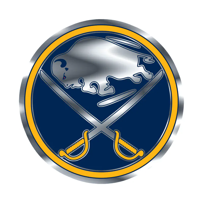 Buffalo Sabres - Dark Blue Circle - Silver Chrome Vinyl Sticker - Custom Size