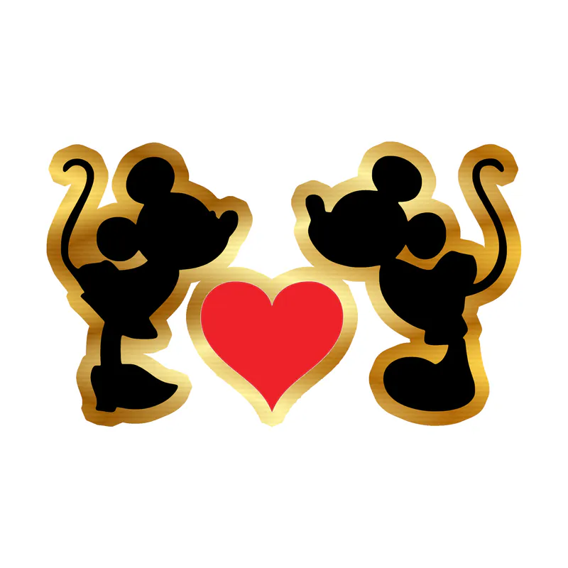 Mickey and Minnie Gold Chrome Vinyl Sticker - Custom Size