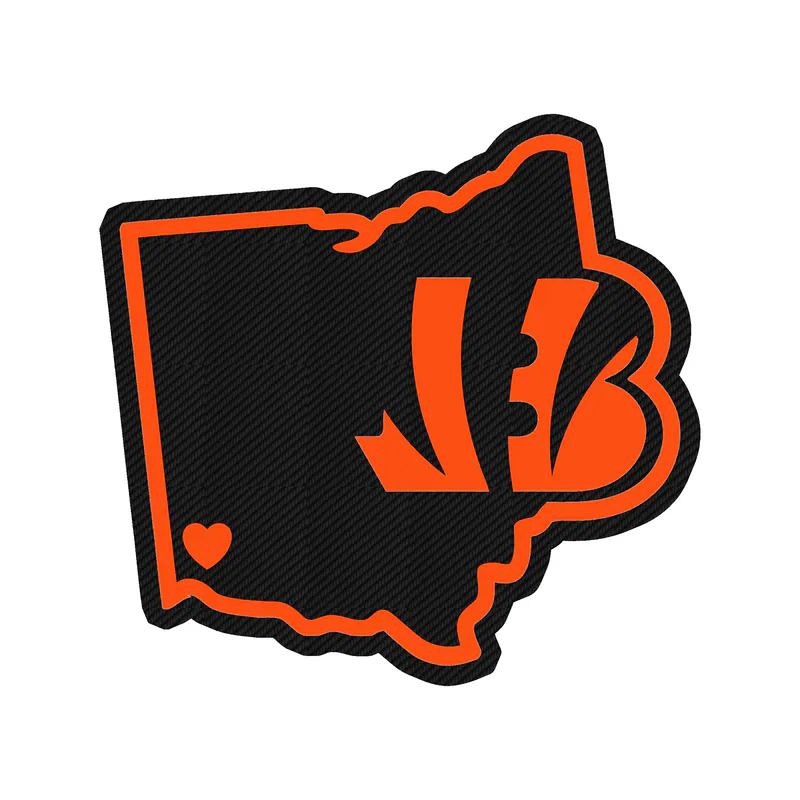 Cincinnati Bengals - State with B - Carbon Fiber Vinyl Sticker - Custom Size