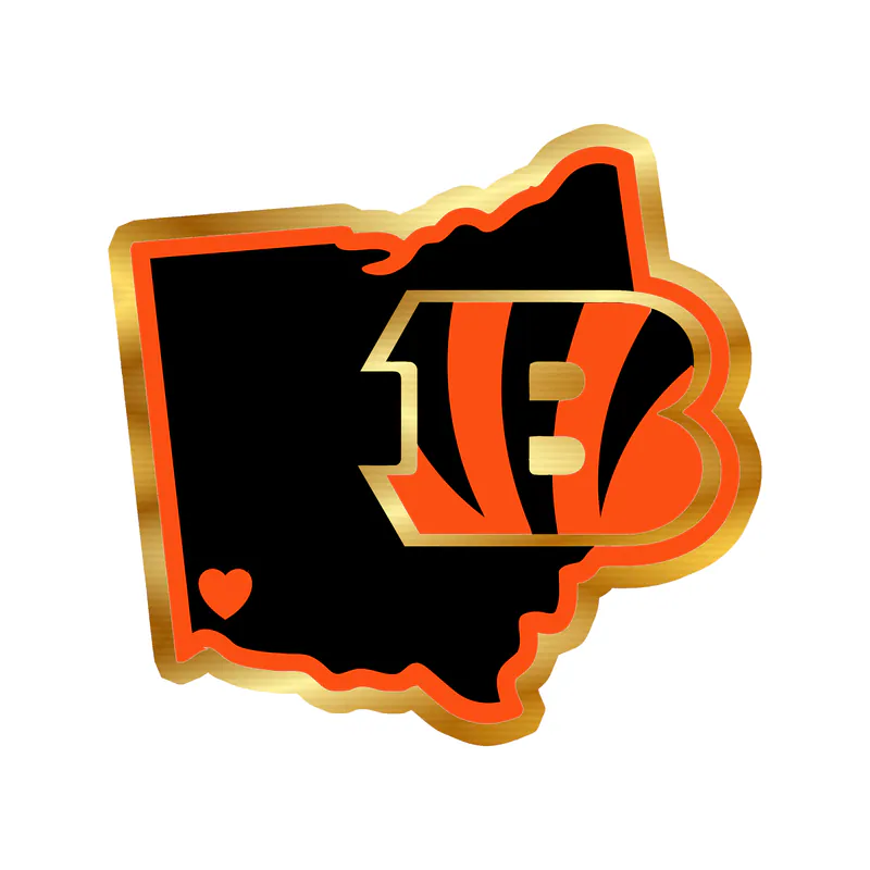 Cincinnati Bengals - State with B - Gold Chrome Vinyl Sticker - Custom Size