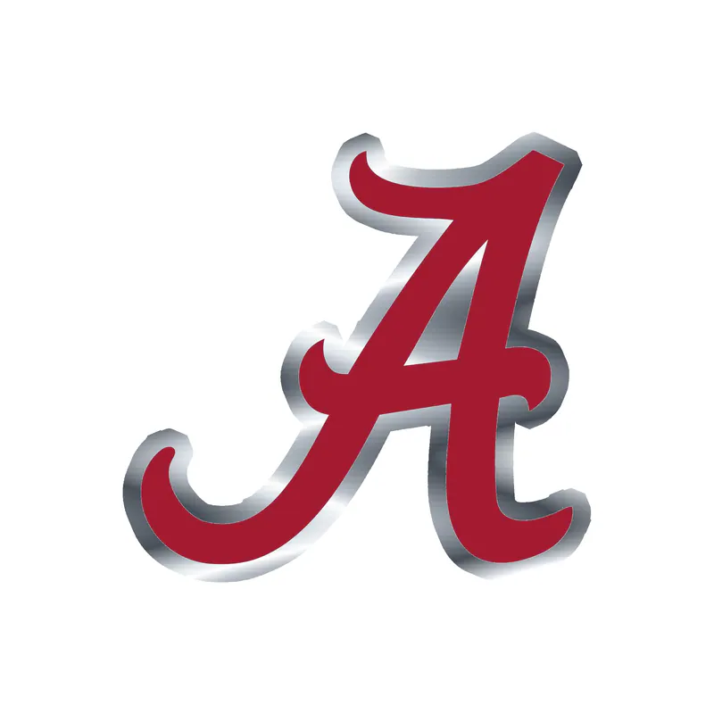 Alabama Crimson Tide - Image 1 - Silver Chrome Vinyl Decal - Custom Size