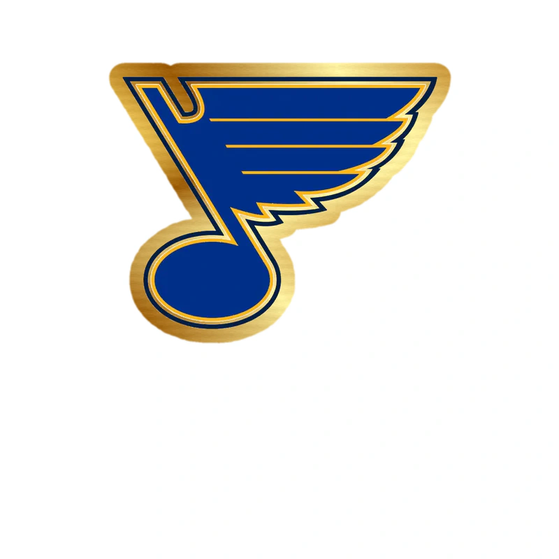 St Louis Blues - Note - Gold Chrome Vinyl Sticker - Custom Size