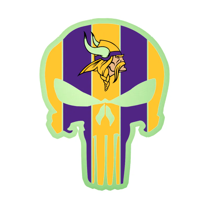 Minnesota Vikings - Punisher - Glow in the Dark Vinyl Sticker - Custom Size