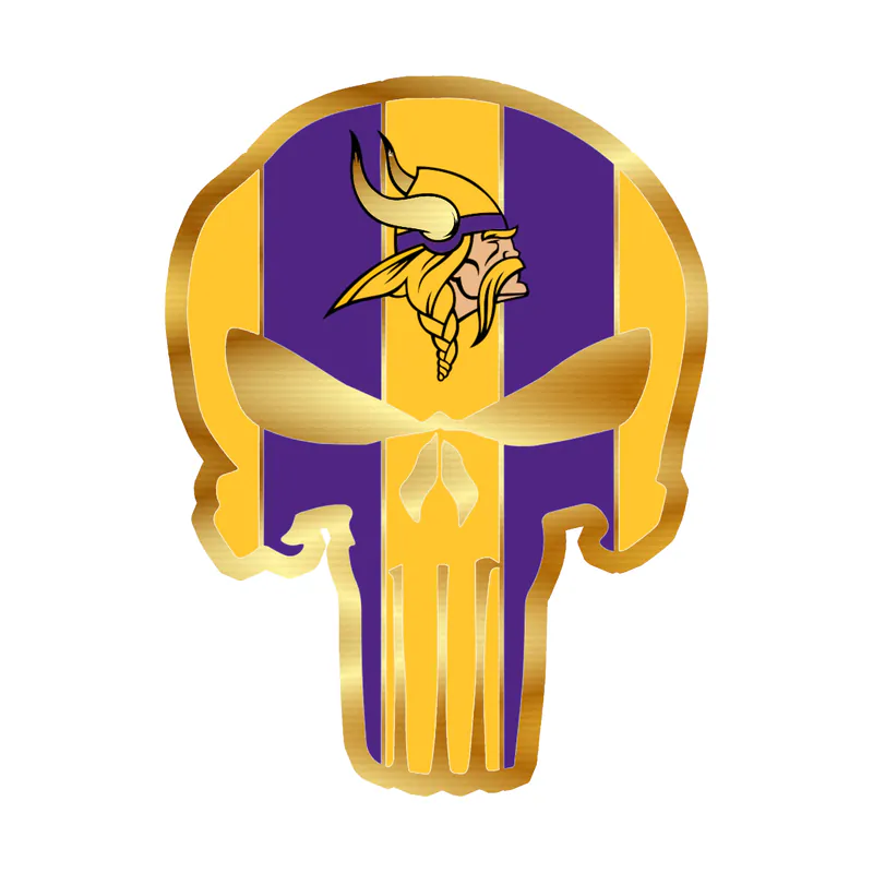 Minnesota Vikings - Punisher - Gold Chrome Vinyl Sticker - Custom Size