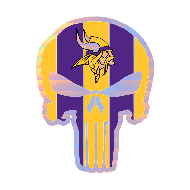 Minnesota Vikings - Punisher - Holographic Vinyl Sticker - Custom Size