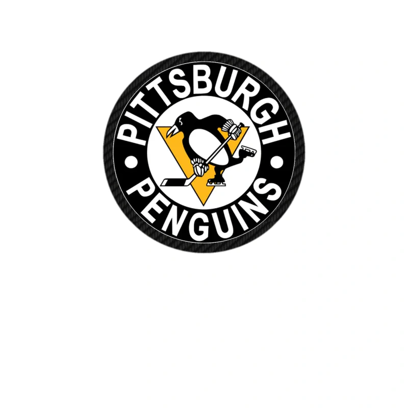 Pittsburgh Penguins - Black Circle With White Name - Carbon Fiber Vinyl Sticker - Custom Size