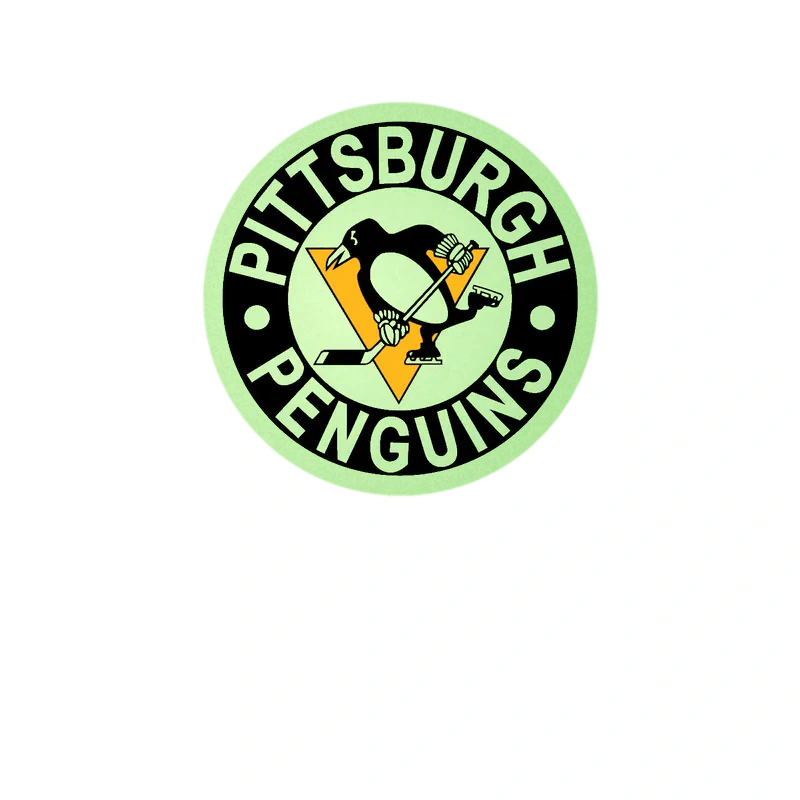 Pittsburgh Penguins - Black Circle With White Name - Glow in the Dark Vinyl Sticker - Custom Size