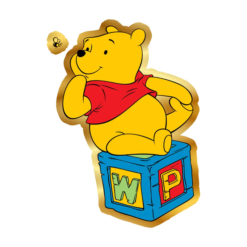 Winnie The Pooh - Gold Chrome Vinyl Sticker - Custom Size