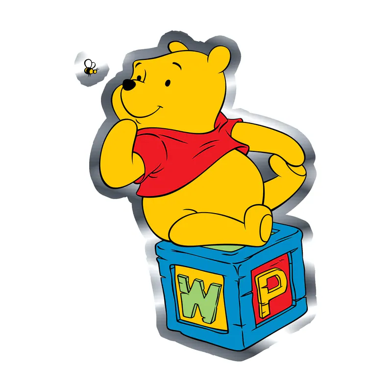 Winnie The Pooh - Silver Chrome Vinyl Sticker - Custom Size