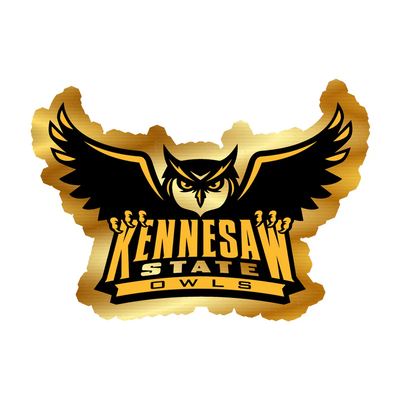 Kennesaw State Owls - Gold Chrome Vinyl Decal - Custom Size
