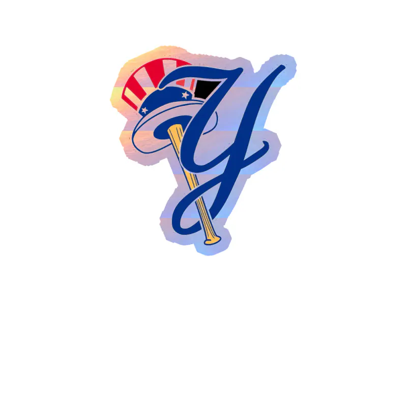 New York Yankees - Y With Baseball Bat - Holographic Vinyl Sticker - Custom Size