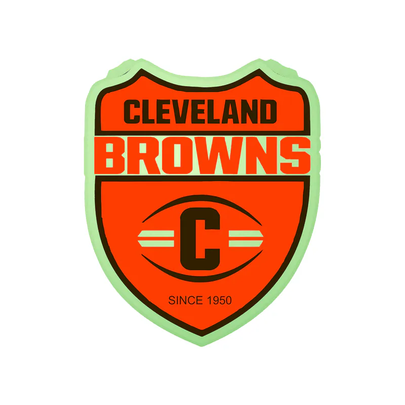 Cleveland Browns - Badge with Name - Glow in the Dark Vinyl Sticker - Custom Size