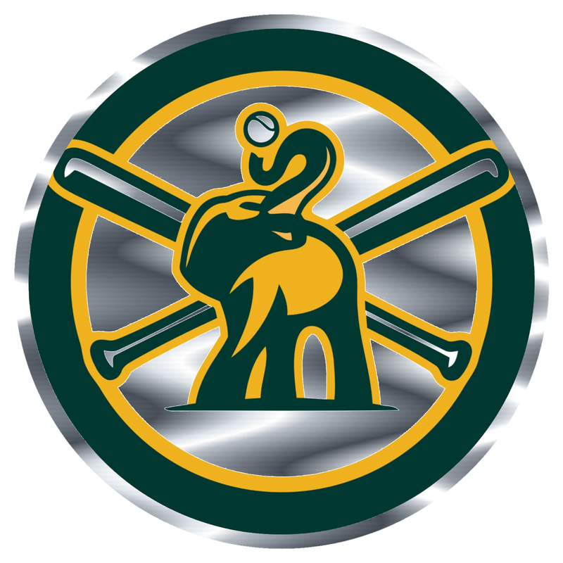 Oakland Athletics - Circle With Elephant - Silver Chrome Vinyl Sticker - Custom Size