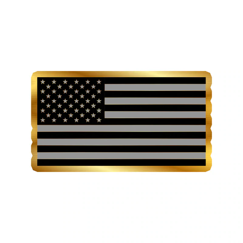 Black and Gray American Flag Gold Chrome Vinyl Decal - custom size