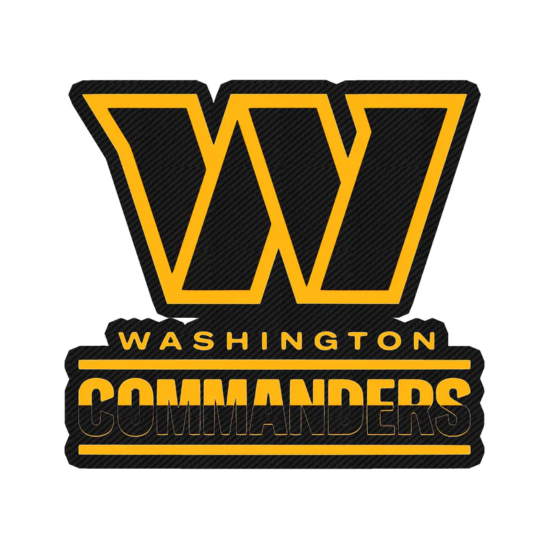 Washington Commanders -  W with Ombre Words - Carbon Fiber Vinyl Sticker - Custom Size