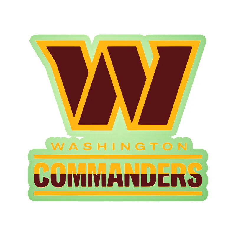 Washington Commanders -  W with Ombre Words - Glow in the Dark Vinyl Sticker - Custom Size