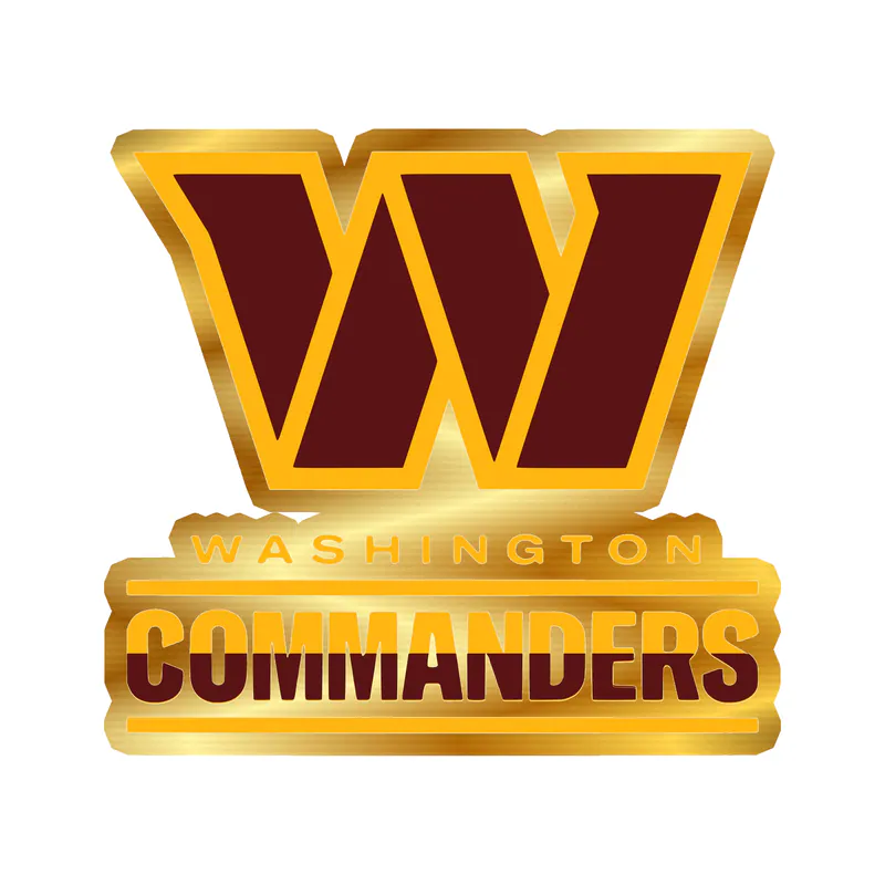 Washington Commanders -  W with Ombre Words - Gold Chrome Vinyl Sticker - Custom Size