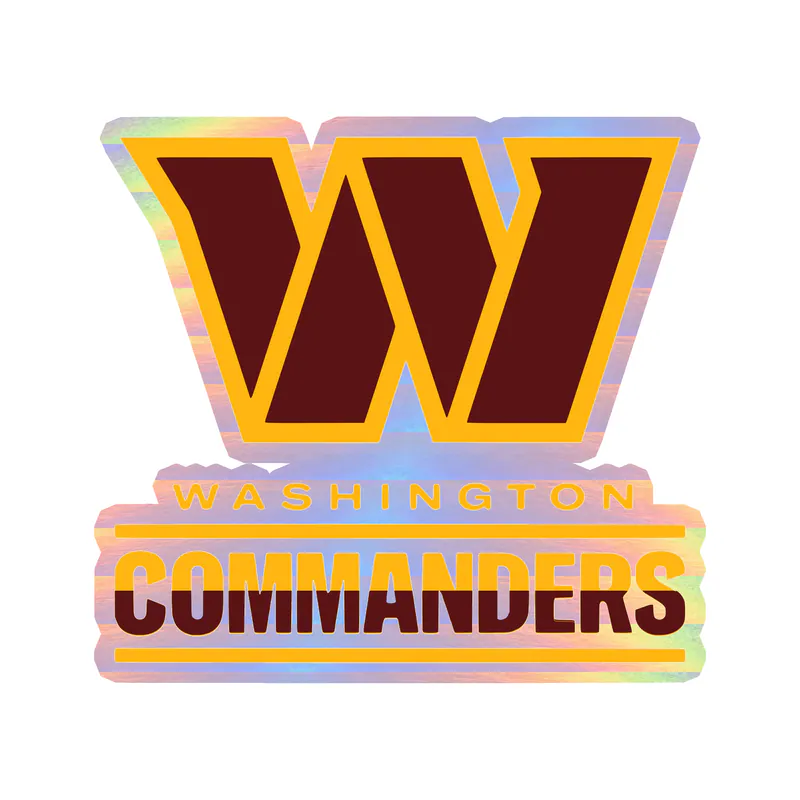 Washington Commanders -  W with Ombre Words - Holographic Vinyl Sticker - Custom Size