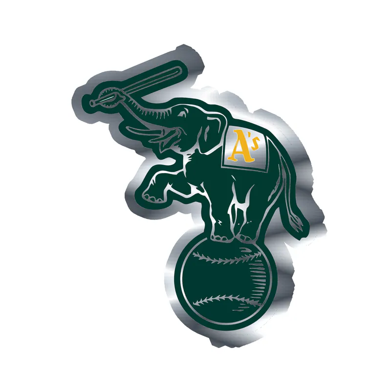Oakland Athletics - Elephant On Baseball - Silver Chrome Vinyl Sticker - Custom Size