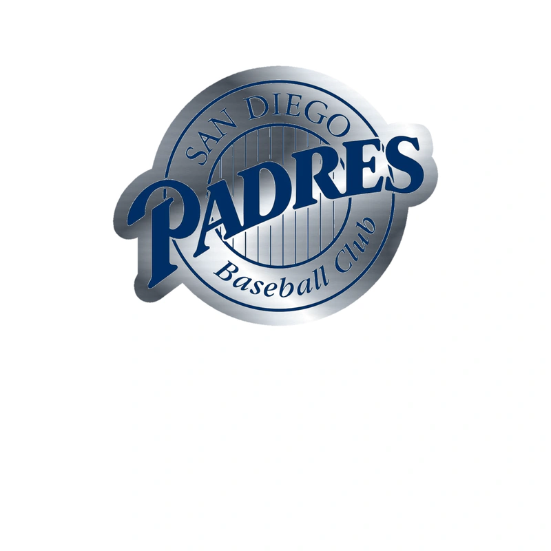 San Diego Padres - Blue Circle With Stripes and Padres - Silver Chrome Vinyl Sticker - Custom Size