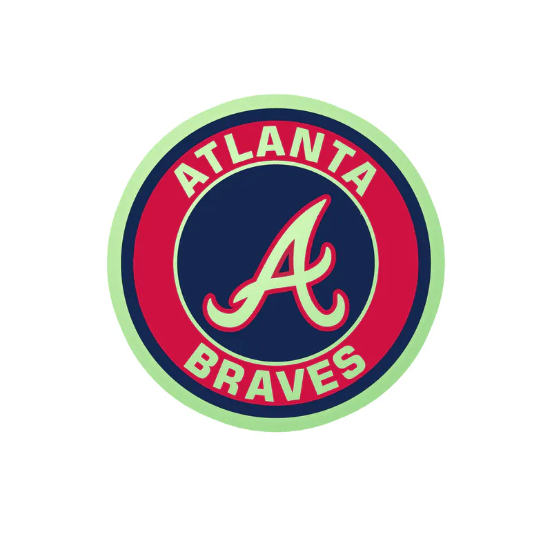 Atlanta Braves - Red and Blue Circle - Glow in the Dark Vinyl Sticker - Custom Size