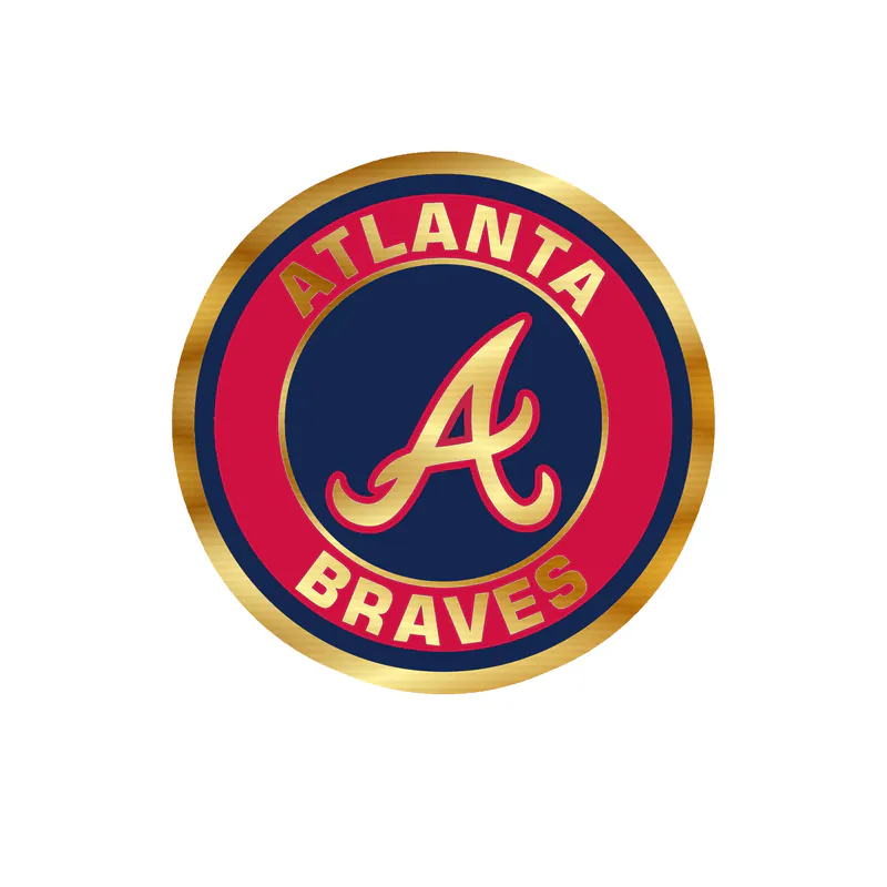 Atlanta Braves - Red and Blue Circle - Gold Chrome Vinyl Sticker - Custom Size