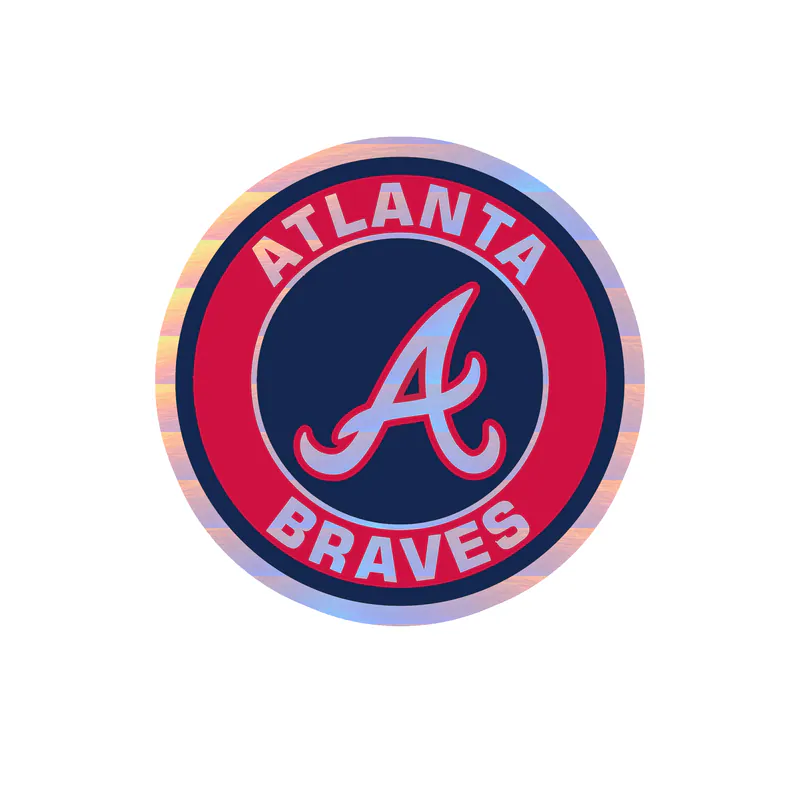Atlanta Braves - Red and Blue Circle - Holographic Vinyl Sticker - Custom Size