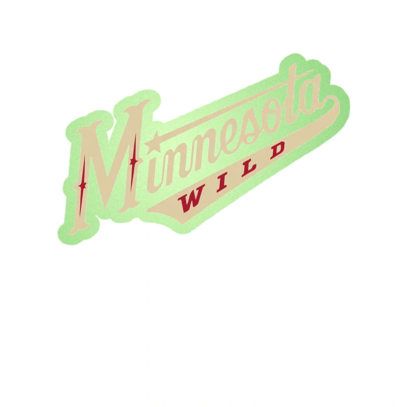 Minnesota Wild - Slanted Name - Glow in the Dark Vinyl Sticker - Custom Size